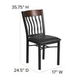 thumbnail image 5 of Flash Furniture Eclipse Series Vertical Back Black Metal and Walnut Wood Restaurant Chair with Black Vinyl Seat, 5 of 11