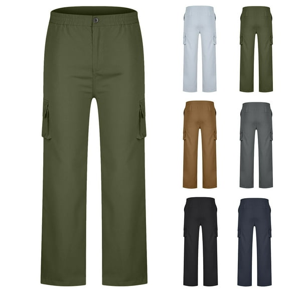 Brqkzdu Womens Cargo Pants Zipper Button Closure Hiking Pants Lightweight Baggy Casual Trousers with Pockets