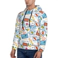 thumbnail image 2 of KLL Summer Stamp Print Mens Hoodie Long Sleeve Casual Pullover Hooded Sweatshirt Fashion Drawstring Hoodies with Pocket-Medium, 2 of 6