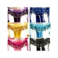 thumbnail image 4 of Women Chiffon Belly Dance Scarf Gold Coin Sequin Waistband Skirt Dangling, 4 of 5