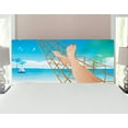 thumbnail image 1 of Beach Headboard, Legs of the Lady Laying in the Hammock Toward the Ocean in Hawaiian Tropical, Upholstered Decorative Metal Bed Headboard with Memory Foam, Full Size, Cream and Blue, by Ambesonne, 1 of 4