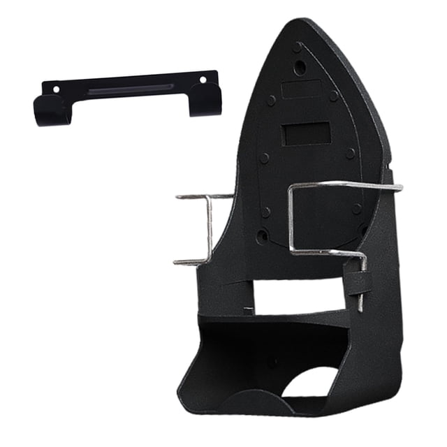 Soporte para tabla de planchar, de montaje en pared con ganchos para accesorios y almacenamiento que ahorra espacio. negro