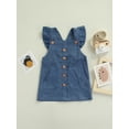 thumbnail image 2 of Honganda Girls Fall Outfits, Solid Color Corduroy Square Neck Suspenders Skirt, 2 of 9