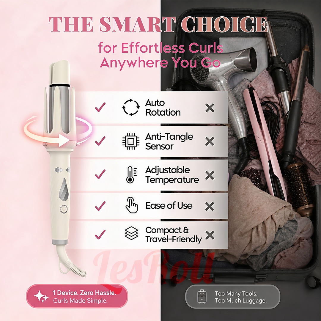 3-in-1 Curling Iron Set with 1” & 1.25” Curling Wands and Straightening Brush – Affordable Hair Styling Gift for Women