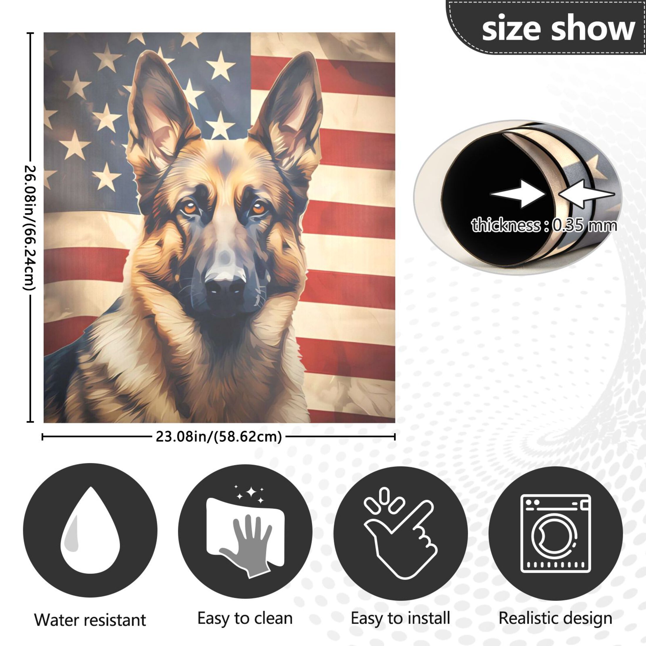 Dog German Shepherd American Flag Dishwasher Magnet Cover Reuseable Refrigerator Magnet Cover Decal Fridge Microwave Stickers Hoilday Party Decor 23 x 26 Inch
