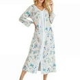 thumbnail image 1 of Newway Long Nightgowns for Women Soft Night Robes Long Sleeve V Neck Sleepwear Print Loungewear, 1 of 7