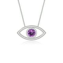 Natural Amethyst Evil Eye Pendant Necklaces for Women in Sterling Silver,February Birthstone Jewelry Gifts for Her Birthday,Wedding Anniversary, Party, Mothers Day,Christmas, Graduation, Valentines