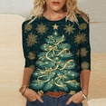 thumbnail image 2 of Hvogkswy Christmas Shirts for Women Oversize Crewneck 3/4 Sleeve T-Shirts Trendy Holiday Print Casual Home Pullover Tops, Gifts for Women, 2 of 5