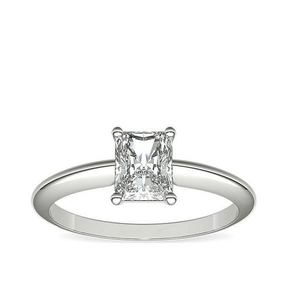 1.00 Ct Excellent Radiant Cut Real Diamond Sparkle Solitaire Wedding Ring for Women Solid 14K White Gold Size 7