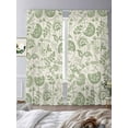 thumbnail image 3 of Farmhouse Sage Green Floral Sheer Curtains 96 Inch Long 2 Panels, Linen Boho Flower Rustic Country Light Filtering Rod Pocket Semi Sheer Curtains, Sheer Voile Drapes for Living Room Bedroom, 52"x96", 3 of 5