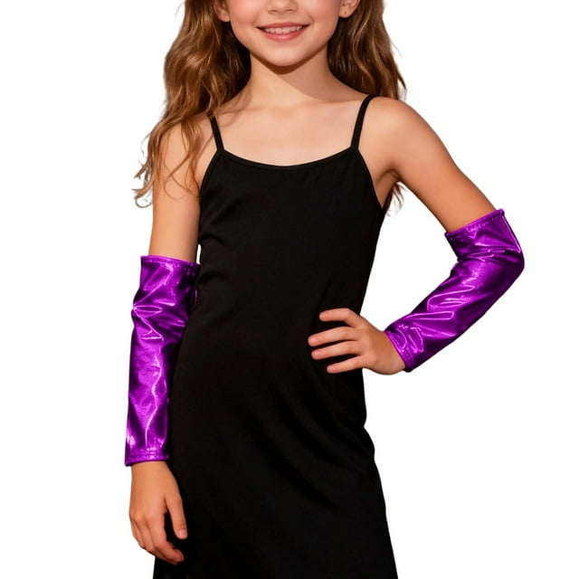 GDREDA Dancing and Glossy Performance Hand Sleeves for Stage Shows and Decorative Use Purple,S