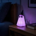 thumbnail image 3 of Lighted Halloween Ghost Decoration with Remote Control, Color Changing LED Spooky Ghost Ornament for Tabletop, Mantel, Shelf, Entryway, Bedroom, Party and House Decor, White, 3 of 6