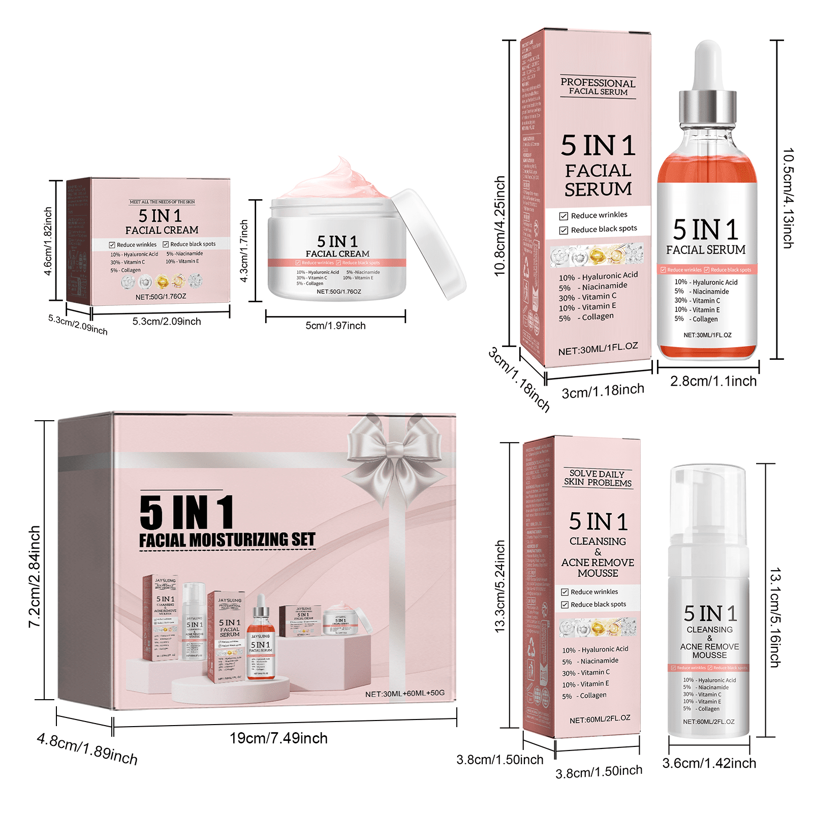 Alvantor Travel Friendly Hydrating Facial Serum, Cream, and Cleanser Set for Women and Teens
