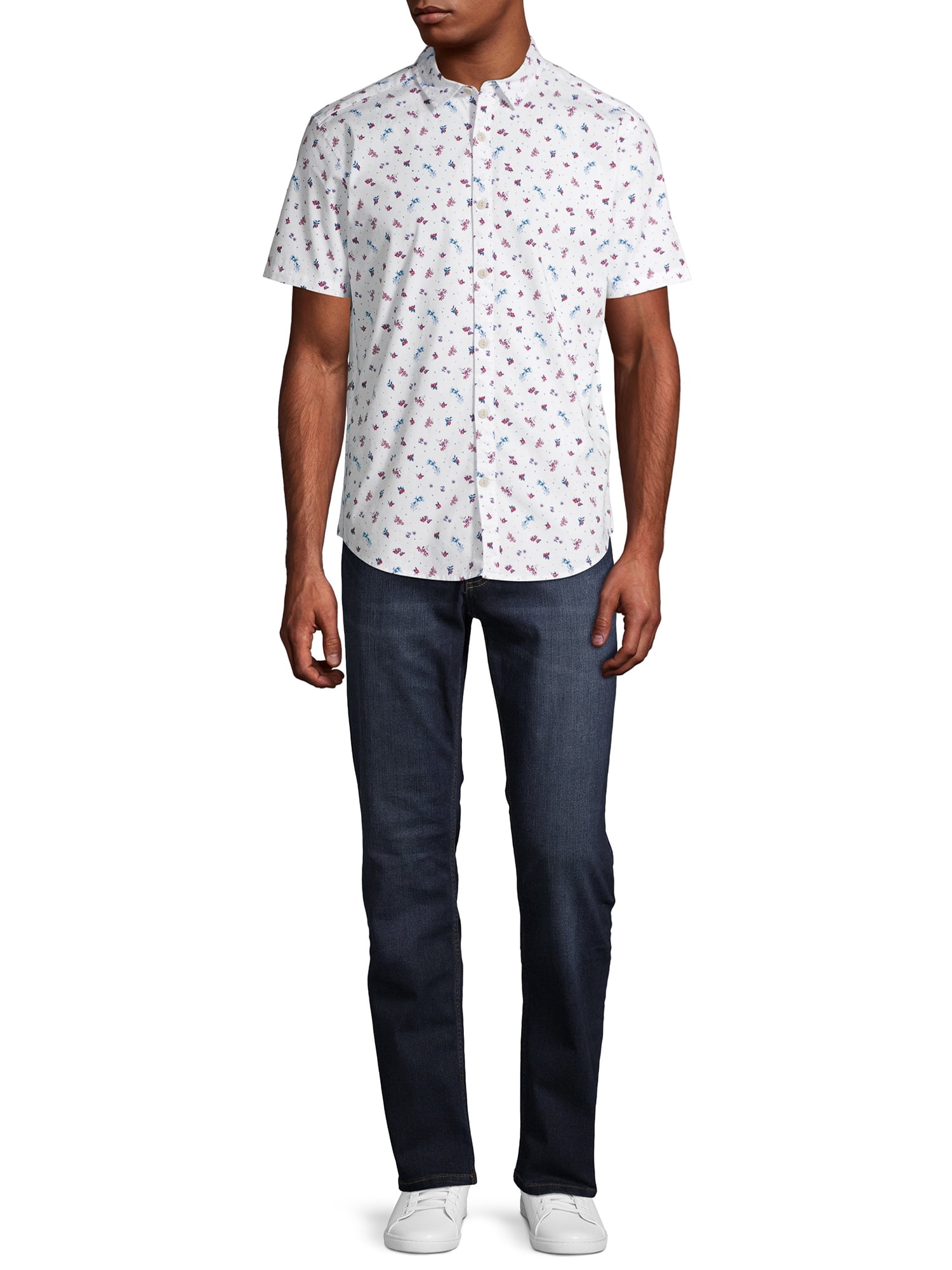 Lost Mens Shirt Large Floral Print Short Sleeve Button Up Black L