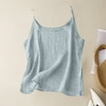 thumbnail image 2 of RYRJJ Cotton Linen Camisole Tank Tops for Women Summer Sleeveless Scoop Neck Tees Shirts Casual Comfy Spaghetti Strap Cami Blouses(Blue,3XL), 2 of 6