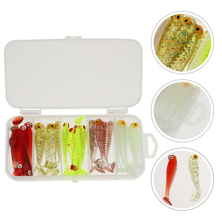 30Pcs Supple Plastic Fishing Lures Vivid Lures for Pike Perch Trout with  Box (Assorted Color) 
