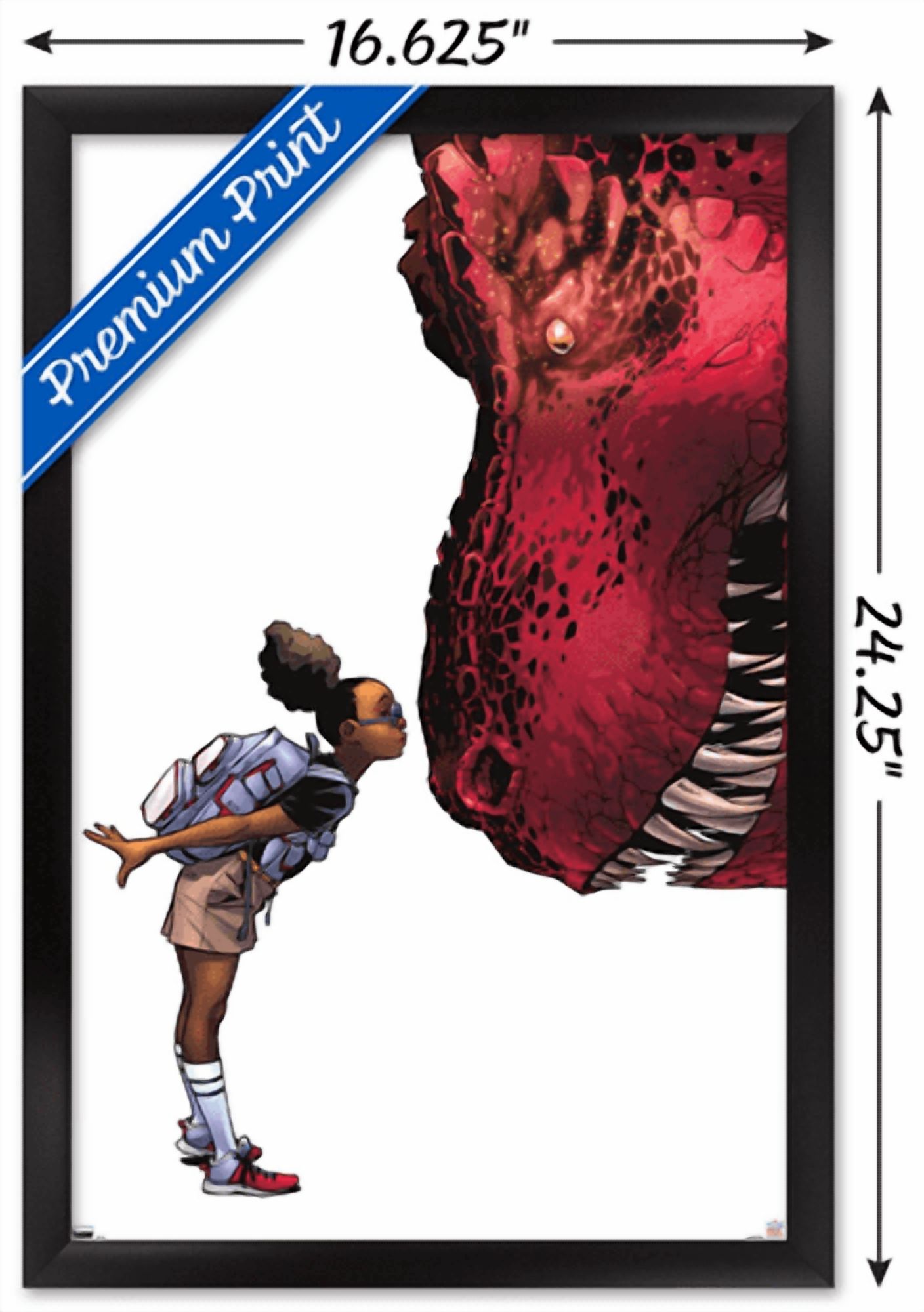 Marvel Moon Girl & Devil Dinosaur - Kiss Wall Poster, 14.725" x 22.375" Framed
