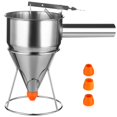 thumbnail image 2 of Dispensador de masa para panqueques, dispensador de tartas de embudo de acero inoxidable de 40 oz, dispensador de masa para cupcakes con soporte de 4 boquillas de calibre, dispensador de masa para pan, 2 of 8