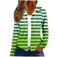thumbnail image 3 of Uootdi Color Block Zip Up Drawstring Hoodies for Women Striped Casual Loose Fit Long Sleeve Sweatshirt Jacket with Pockets, 3 of 6