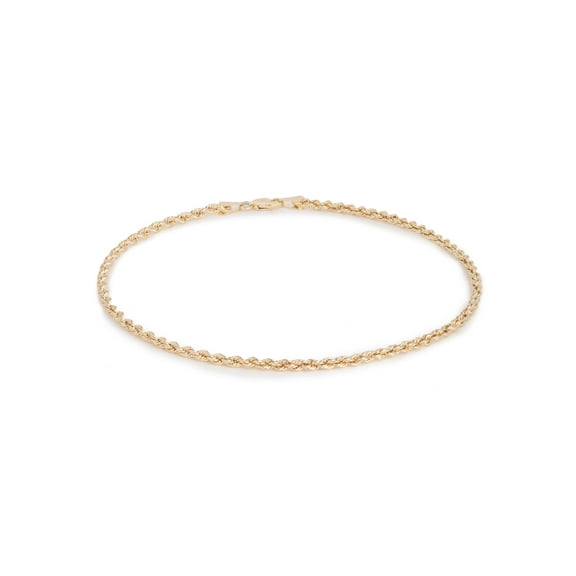 10k Yellow Gold Hollow Rope Chain Bracelet and Anklet for Men & Women, 2.5mm