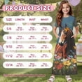 thumbnail image 7 of Uourmeti Girl's Dress Wild Horse Flower Print Crew Neck Short Sleeve Maxi Long Dress with Pockets Cute Flowy Holiday Outfits, Size 7-8 Years, 7 of 7