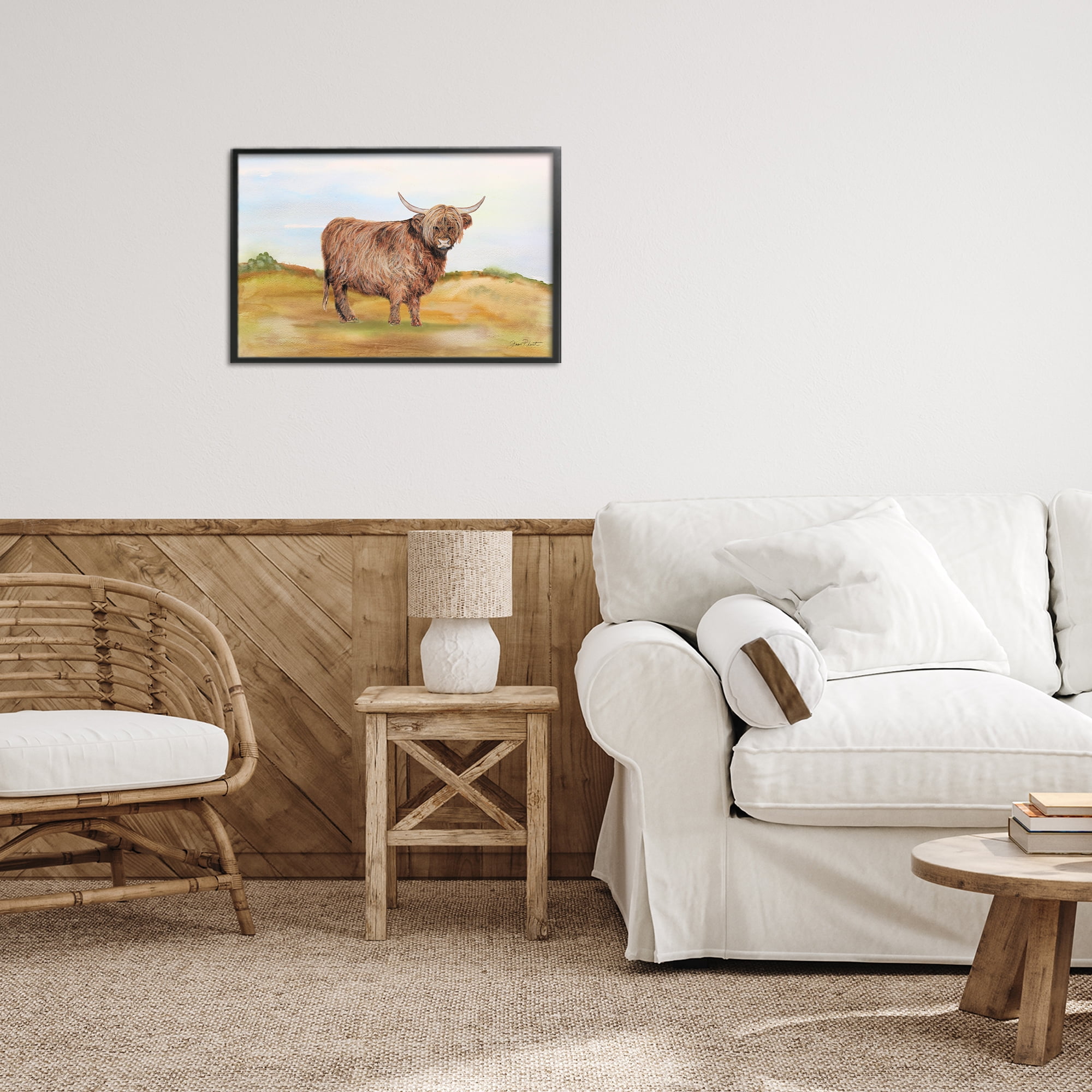 Farm Animal In Pasture Black Framed Giclee Art, design by Jean Plout
