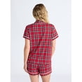 thumbnail image 4 of Joyspun Women’s Dreamy Soft Collection Notch Collar Knit Top and Boxer Shorts Pajama Set, Sizes XS-3X, 4 of 7