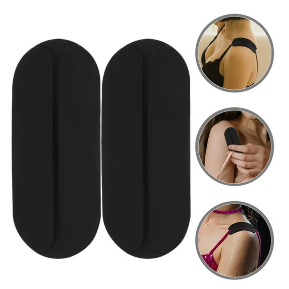 KONTONTY Black Silicone Shoulder Strap Pads for Women Comfortable Invisible Anti Slip Reusable 8pcs