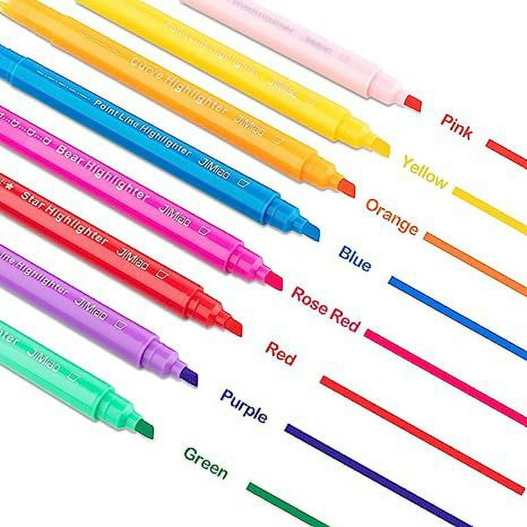 Curve Highlighter Pen Set,Dual Tip Marker Pens Aesthetic Highlighters  Assorted Colors Flownwing Flair Pens,8 Color Pastel Highlighter Curve Pen  Journal Planner Pens For Art Office School Supplies 
