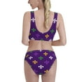 thumbnail image 3 of Picia Purple Mardi Gras Women's High Waisted Bikini Scoop Neck Swimsuit Two Pieces Bathing Suit-XX-Large, 3 of 8
