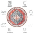 thumbnail image 6 of SAFAVIEH Tucson Otis Traditional Machine Washable Area Rug, Beige/Blue, 4' x 4' Round, 6 of 9