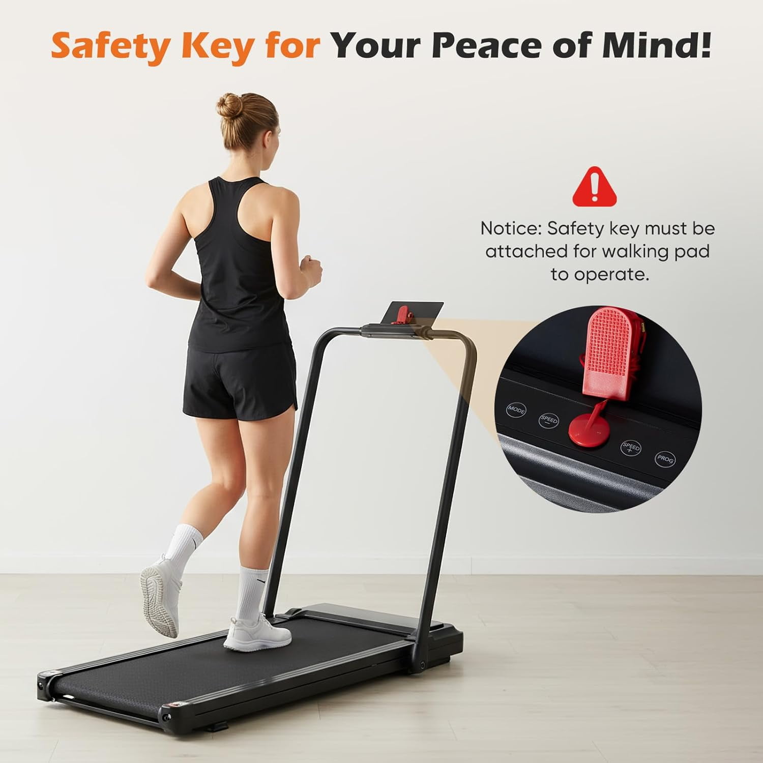 Treadmill with Handles, Small Treadmills Home, Portable Electric Treadmills for Home 300 lbs Capacity,Walking Pad Treadmill,Lightweight Folding Foldable Walking Pad with LED Display, Black