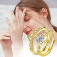 thumbnail image 1 of Bradem Rings Clearance! Diamond Ring Female Fashion Personality Light Luxury Opening Adjustable Joint Index Finger Ring Cold Wind, Gold, One Size Lady Ring Clearance Sale, 1 Pair of Rings, 1 of 3