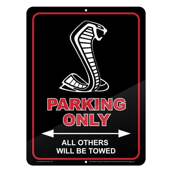 iPick Image for Ford Mustang 350 GT 12" x 9" Parking Only Sign in Black Glassy Aluminum, Official Licensed
