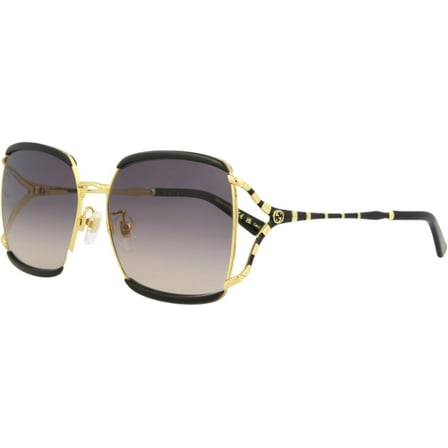 Gucci Women's Oversized Fashion Sunglasses, Black/Gold