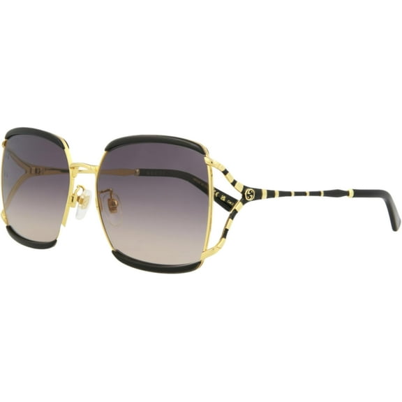 Gucci Women's Oversized Fashion Sunglasses, Black/Gold