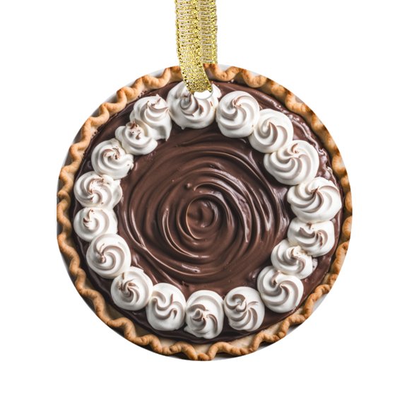 Chocolate and Whipped Cream Pie Cream Pies Food Lovers Foodie Novelty Holiday Christmas Ornament Xmas Tree Gift (Flat Design Printed on Ceramic, NOT 3D)