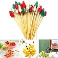 thumbnail image 6 of 50/100pcs Bamboo Cake Dessert Salad Sticks Christmas Party Merry Christmas Forks Fruit Fork Toothpick Food Picks TYPE A-100PCS, 6 of 7