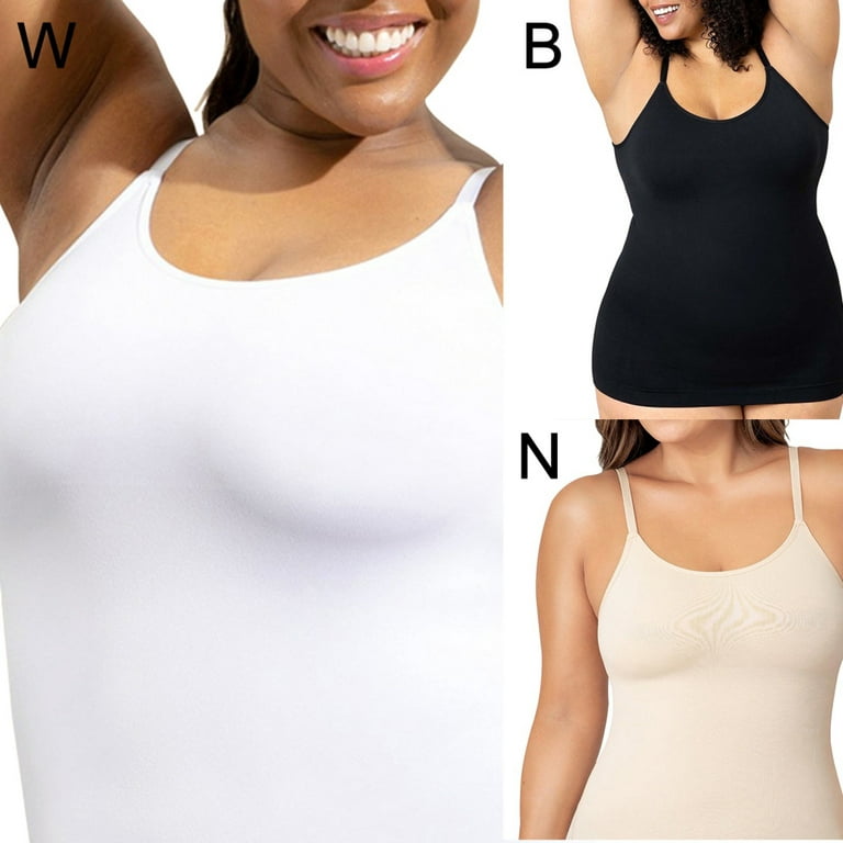Womens Shapewear Camisole Tops -Scoop Neck Compression Cami Tops Body  Shape-Tummy and Waist Control Seamless Body Shapewear Camisole