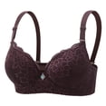 thumbnail image 2 of Gymayou Women Floral Lace Soft Underwire Adjustment Bra Moderate Push Up Lift Bust Shaping Bra Side Support Gather Comfort Bra Adjustable Strap Brown(1pc) 42, 2 of 9