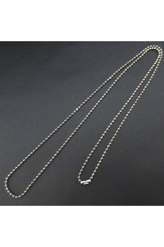 Pre-Owned 02A CHANEL Chanel Ball Chain Long Necklace Silver Color Women's