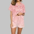 thumbnail image 2 of SwiftWear Womens Pajama Sets 2 Piece Satin Short Sleeve Button-Up Top & Shorts Set Soft Comfy Sleepwear Print Pjs Loungewear S, 2 of 5