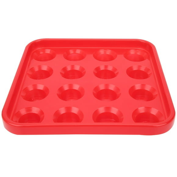 Black Plastic Billiard Ball Tray 16 Holes Storage Holder Box Billiards Accessories Red