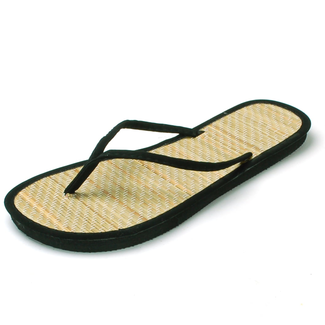 Ladies Womens Girls Bamboo Beach Flip Flops Casual Summer Sandles Shoes 
