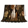 thumbnail image 2 of Beagle Dog Portrait Gilded Oval Frame Peonies Autumn, Cozy Pet Portrait Pattern, Warm Flannel Blanket for Living Room and Bedroom, Dog Lovers Thanksgiving Gift, Pet Lover Home Decor, 2 of 9
