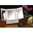 thumbnail image 3 of Jerdon Tri-Fold Makeup Mirror with Variable Light Settings, 5X- 1X Magnification, White-Model JGL9W, 3 of 12