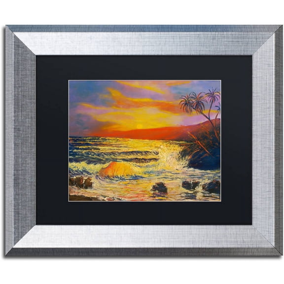 Trademark Fine Art "Maui Sunset" Canvas Art by Manor Shadian, Black Matte, Silver Frame