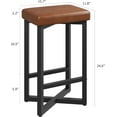 thumbnail image 2 of Juego de 2 taburetes de bar tapizados de 62.5 cm con marco de metal y reposapiés, taburetes de cocina modernos sin respaldo con piel sintético para bar en el hogar, comedor, café, 2 of 7
