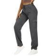 thumbnail image 2 of Aboser Women's Outdoor Cargo Sweatpants Athletic High Waisted Drawstring Joggers Active Gym Running Workout Pants Baggy Cinch Buttom Sporty Trousers with Pockets Dark Gray M, 2 of 6