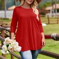 thumbnail image 3 of Tauxra Casual T-Shirt for Women, Loose Fit 3/4 Sleeve Round Neck Plus Size Top, Soft Polyester Blouse for Daily Wear and Vacation, 3 of 6